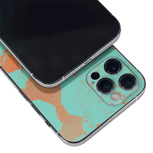 Turquoise and Orange Marble iPhone 12 Pro Skin