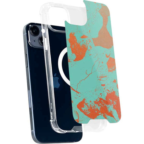 Turquoise and Orange Marble iPhone 13 MagSafe Case