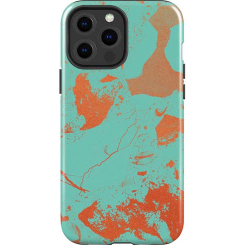 Turquoise and Orange Marble iPhone 13 Pro Max Impact Case
