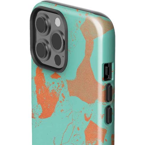 Turquoise and Orange Marble iPhone 13 Pro Max Impact Case