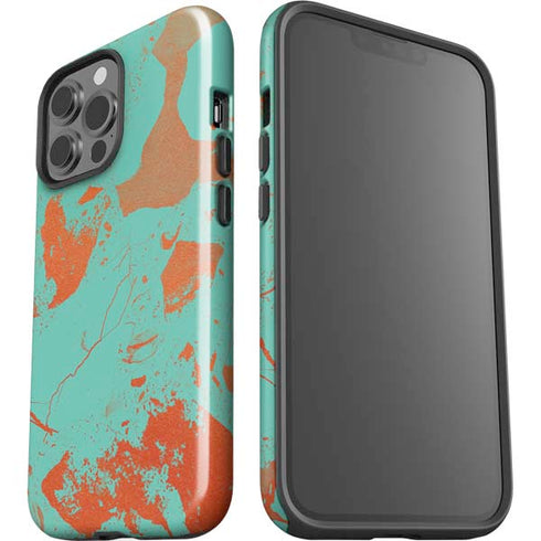 Turquoise and Orange Marble iPhone 13 Pro Max Impact Case