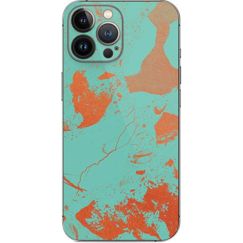 Turquoise and Orange Marble iPhone 13 Pro Max Skin