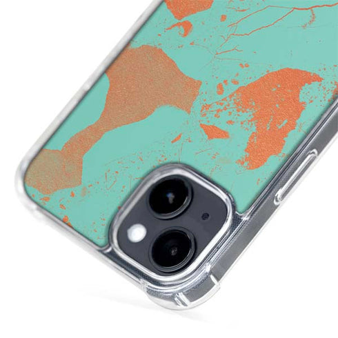 Turquoise and Orange Marble iPhone 15 Plus MagSafe Case