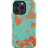 Turquoise and Orange Marble iPhone 14 Pro Impact Case