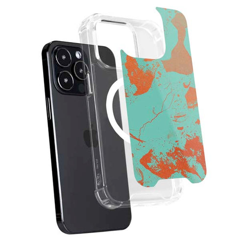 Turquoise and Orange Marble iPhone 15 Pro Max MagSafe Case
