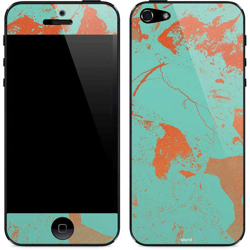 Turquoise and Orange Marble iPhone 5/5s/5SE Skin