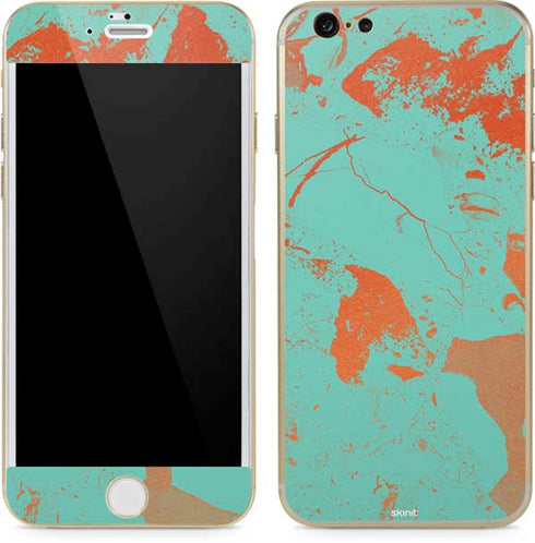 Turquoise and Orange Marble iPhone 6/6s Skin