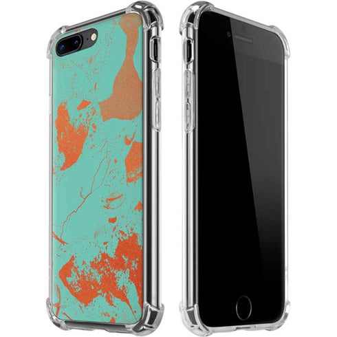Turquoise and Orange Marble iPhone 7/8 Plus Clear Case