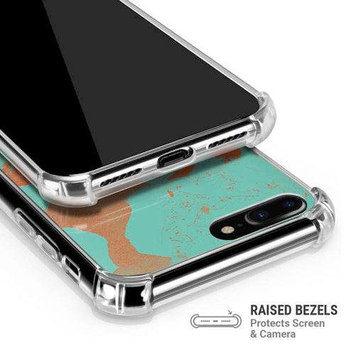 Turquoise and Orange Marble iPhone 7/8 Plus Clear Case