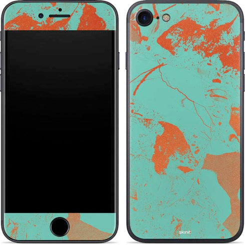 Turquoise and Orange Marble iPhone 7 Skin
