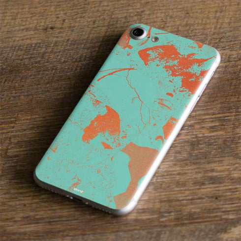 Turquoise and Orange Marble iPhone 7 Skin