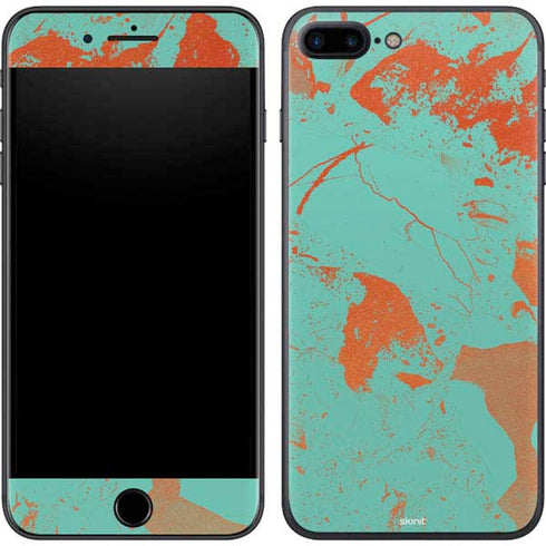 Turquoise and Orange Marble iPhone 8 Plus Skin