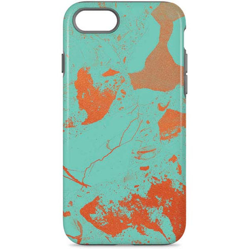 Turquoise and Orange Marble iPhone 8 Pro Case