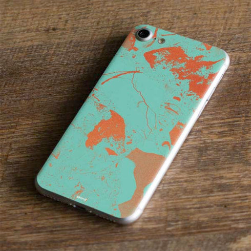 Turquoise and Orange Marble iPhone 8 Skin