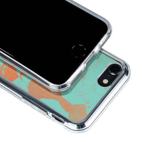 Turquoise and Orange Marble iPhone SE (2nd & 3rd Gen) Clear Case