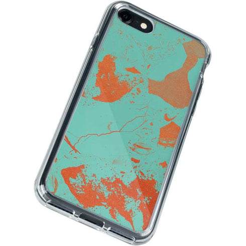 Turquoise and Orange Marble iPhone SE (2nd & 3rd Gen) Clear Case