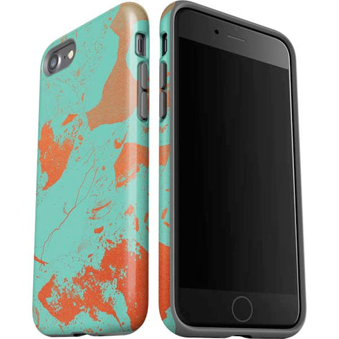 Turquoise and Orange Marble iPhone SE (2nd & 3rd Gen) Pro Case