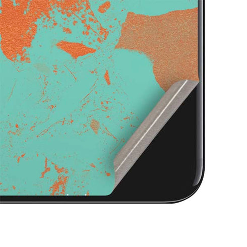 Turquoise and Orange Marble iPhone SE (2nd & 3rd Gen) Skin