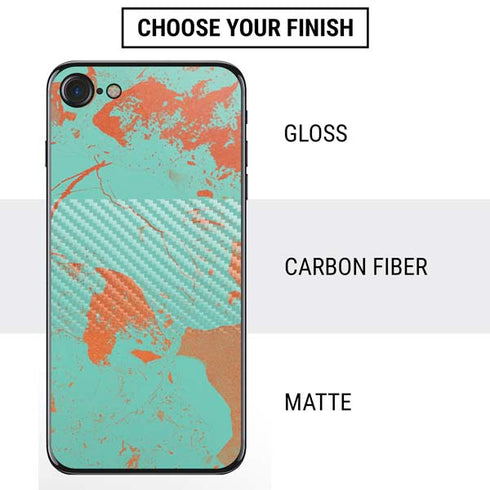 Turquoise and Orange Marble iPhone SE (2nd & 3rd Gen) Skin