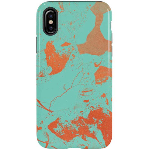 Turquoise and Orange Marble iPhone X Pro Case