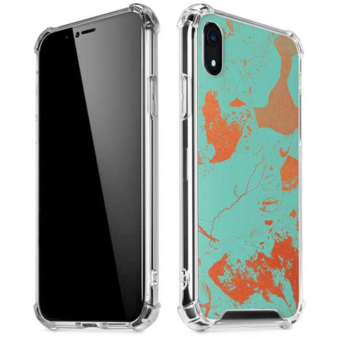 Turquoise and Orange Marble iPhone XR Clear Case