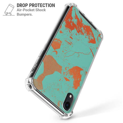 Turquoise and Orange Marble iPhone XR Clear Case