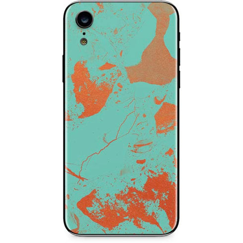 Turquoise and Orange Marble iPhone XR Skin