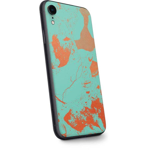 Turquoise and Orange Marble iPhone XR Skin