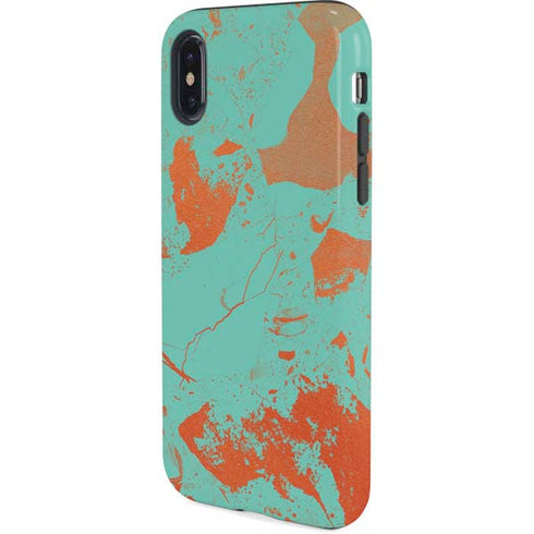 Turquoise and Orange Marble iPhone XS Pro Case