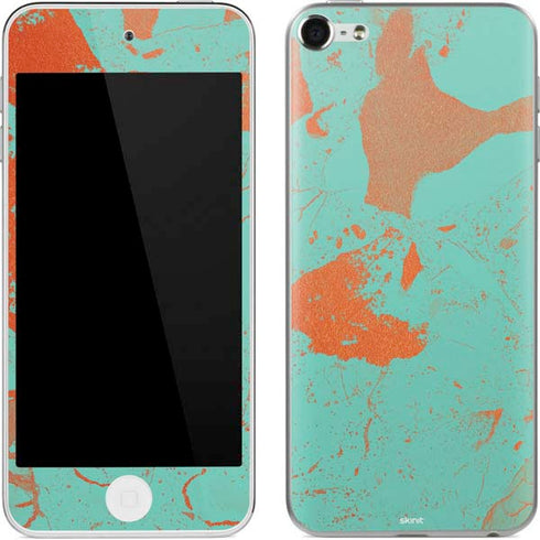 Turquoise and Orange Marble Apple iPod Skin