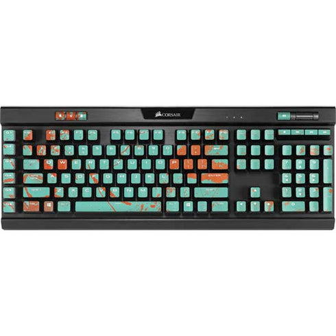 Turquoise and Orange Marble K95 RGB PLATINUM Mechanical Gaming Keyboard Skin