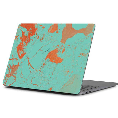 Turquoise and Orange Marble Apple MacBook Pro 13-inch Skin