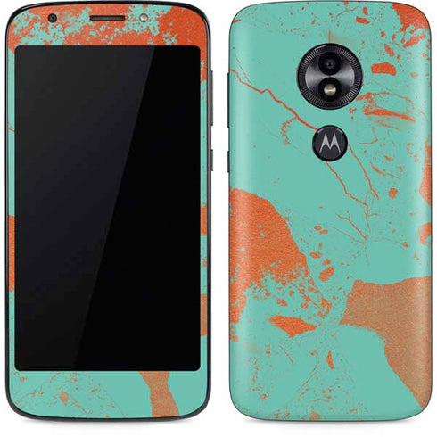 Turquoise and Orange Marble Moto E5 Play Skin