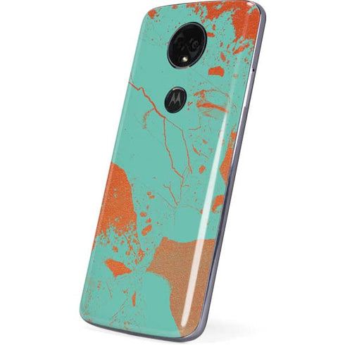 Turquoise and Orange Marble Moto E5 Plus Skin