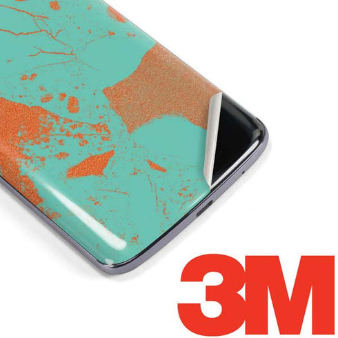 Turquoise and Orange Marble Moto E5 Plus Skin