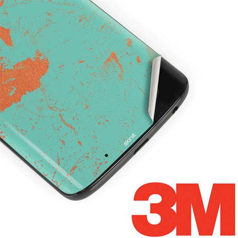 Turquoise and Orange Marble Moto G6 Skin