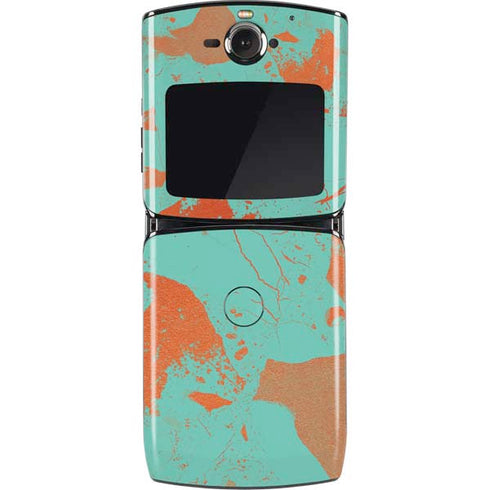 Turquoise and Orange Marble Motorola RAZR Skin