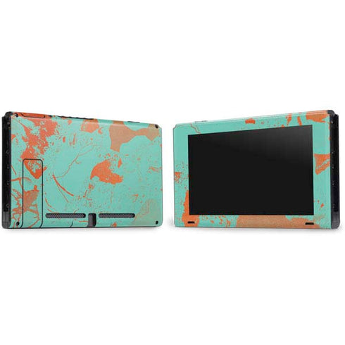 Turquoise and Orange Marble Nintendo Switch Bundle Skin