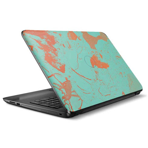 Turquoise and Orange Marble HP Notebook Skin