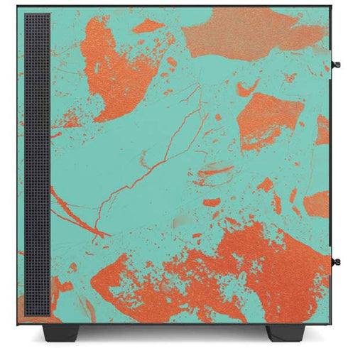 Turquoise and Orange Marble NZXT H510 Compact ATX Mid-Tower Case Skin