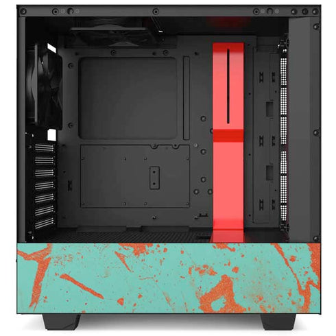 Turquoise and Orange Marble NZXT H510 Compact ATX Mid-Tower Case Skin