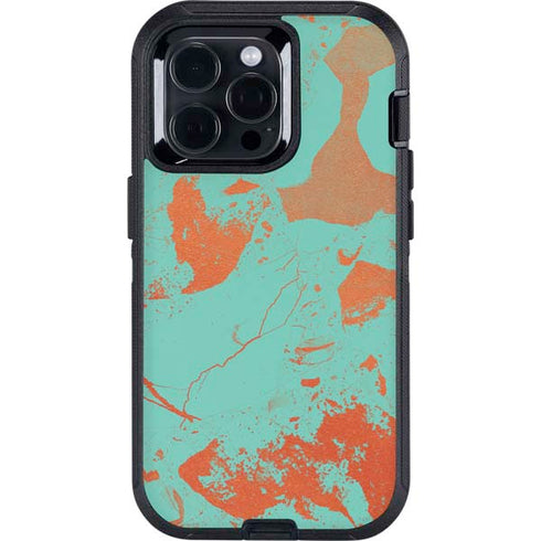 Turquoise and Orange Marble Otterbox Defender iPhone Skin