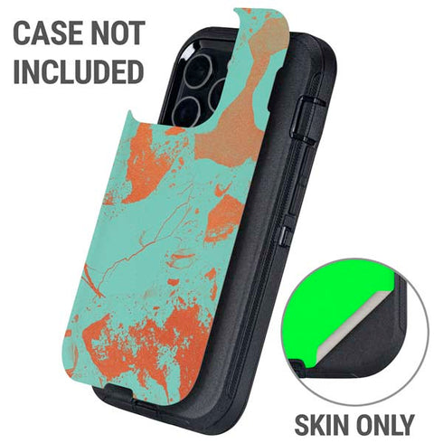 Turquoise and Orange Marble Otterbox Defender iPhone Skin