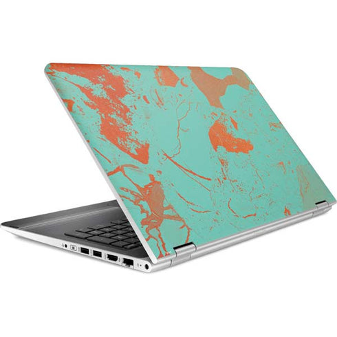 Turquoise and Orange Marble HP Pavilion Skin