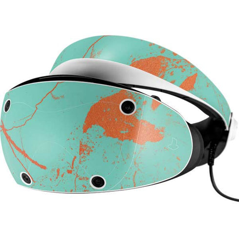 Turquoise and Orange Marble PlayStation VR2 Skin