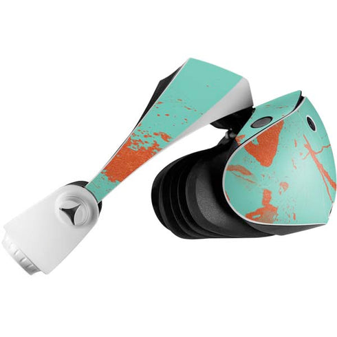 Turquoise and Orange Marble PlayStation VR2 Skin