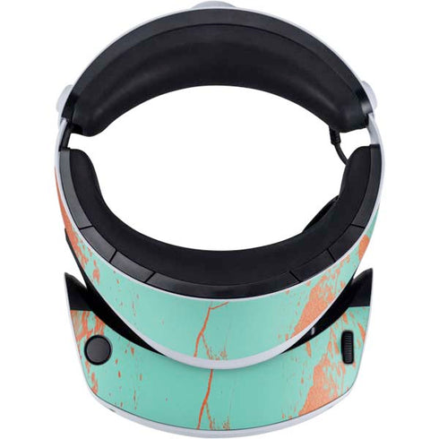 Turquoise and Orange Marble PlayStation VR2 Skin