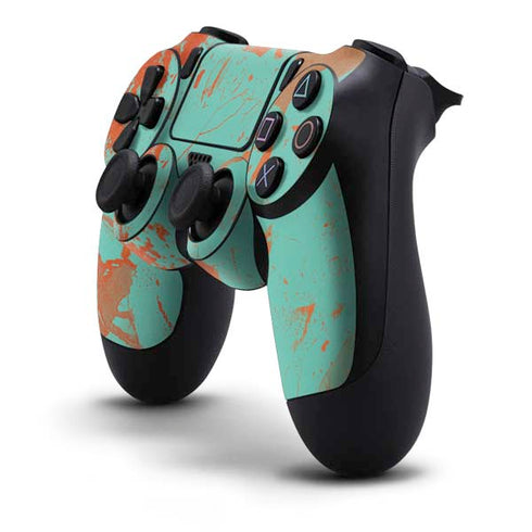 Turquoise and Orange Marble PS4 Controller Skin