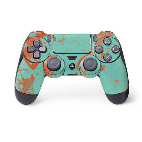 Turquoise and Orange Marble PS4 Controller Skin