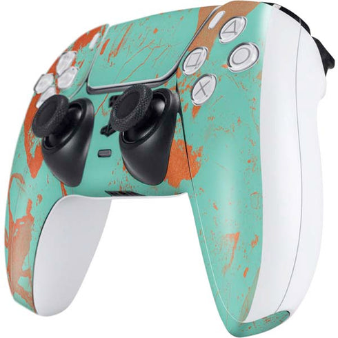 Turquoise and Orange Marble PS5 Controller Skin